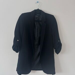 Zara Black Women's Blazer with Rolled Sleeves